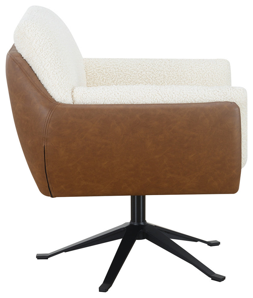 Sterling Two-Toned Swivel Accent Chair With Auto-Return Base, Brown