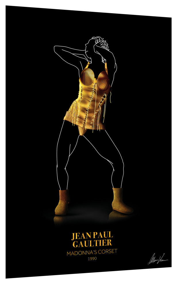 "J Gold Fashion look" Frameless Free Floating Printed Tempered Glass Wall Art