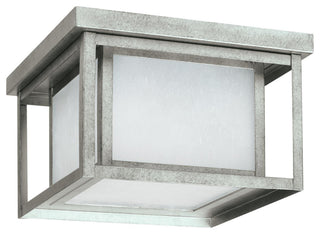 Hunnington 2-Light Outdoor Ceiling Flush Mount, Weathered Pewter