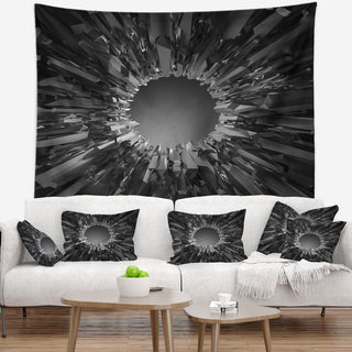 Futuristic Black Background Abstract Wall Tapestry, 60"x50"