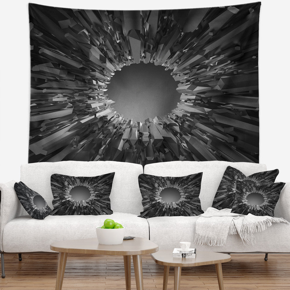 Futuristic Black Background Abstract Wall Tapestry, 60"x50"