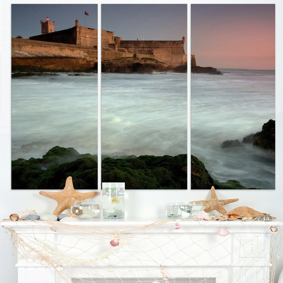"White Seascape at Old Fort Lisbon" Metal Wall Art, 3 Panels, 36"x28"