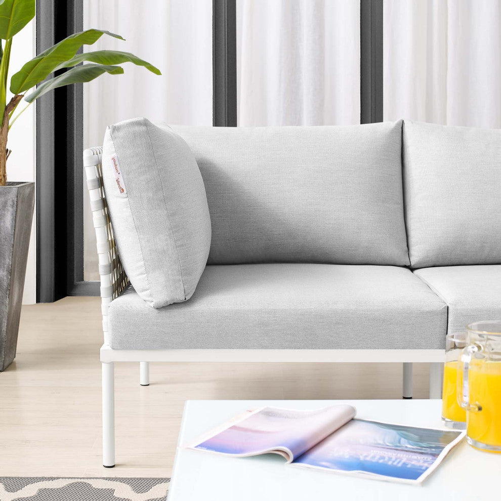 Lounge Loveseat Sofa, Sunbrella, Aluminum, Metal, Gray, Modern, Outdoor