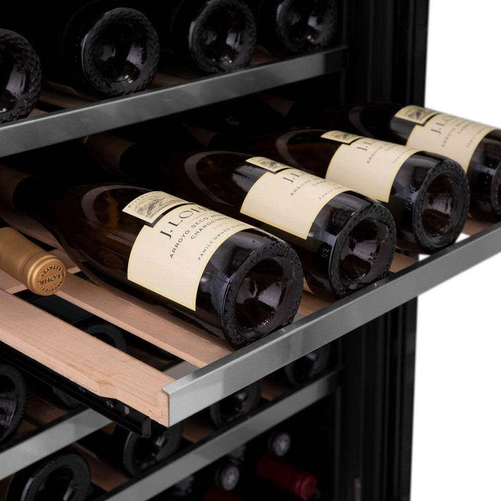 ZLINE 24 In. Wine Cooler, Stainless Steel With Matte Black, RWVZ-UD-24-MB
