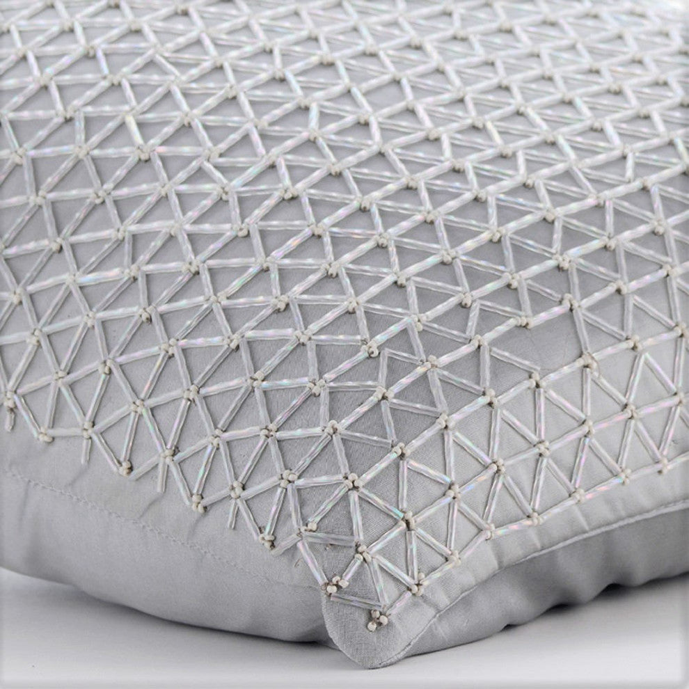 Silver Decorative Euro shams 26"x26" Silk, Silver Tower