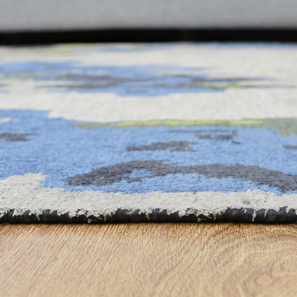 Hand Knotted Silk Area Rug Abstract Multicolor