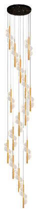 Bonassola | Exceptional Long Spiral LED Pendant Chandelier, Gold, 15pcs
