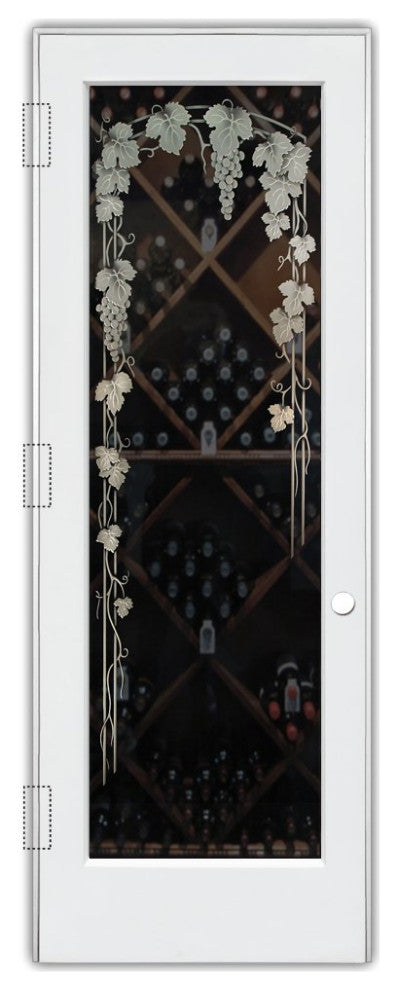 Wine Door - Vineyard Grapes Trellis - Primed - 30" x 84" - Knob on Right -...