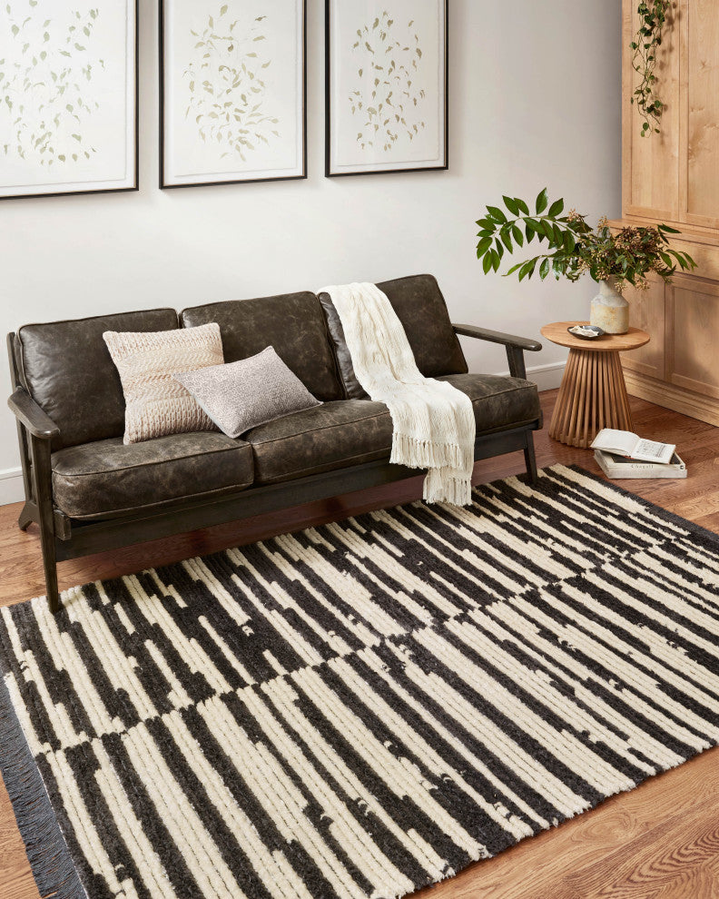 Chris Loves Julia x Loloi Alice Cream/Charcoal 2'-7" x 10'-0" Area Rug