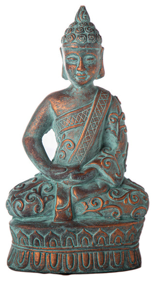 Cement Meditating Buddha Antique Concrete Copper Finish, Small