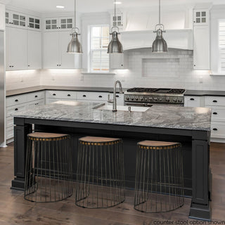 Seagram Brown Solid Wood Seat with Black Metal Frame Bar Stool