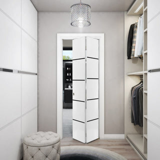 Bi-fold Doors 60 x 84 | Planum 0015 White Silk with  | Sturdy Tracks