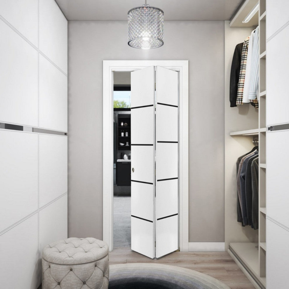 Bi-fold Doors 60 x 84 | Planum 0015 White Silk with  | Sturdy Tracks