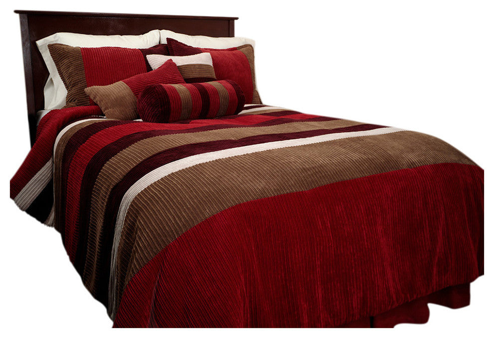 Geo 7-PC Complete Comforter Set, Red, Twin, 6-Pc