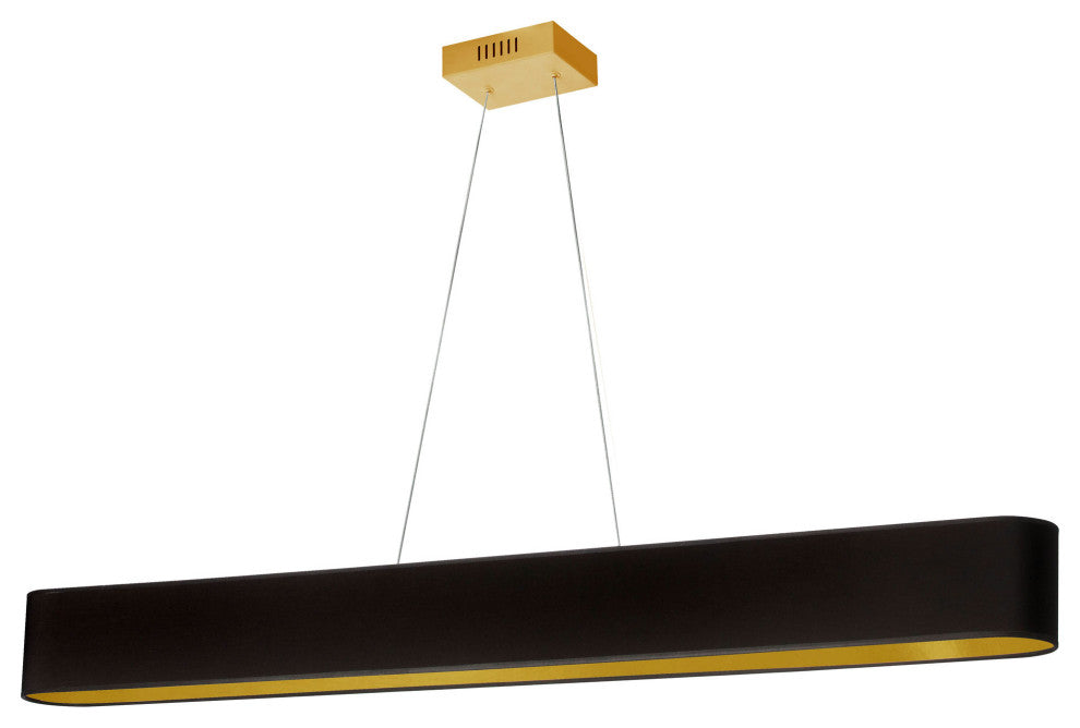 30W Horizontal Aged Brass Pendant w/ Black/Gold Shade, AUB-R5030HP-AGB-698