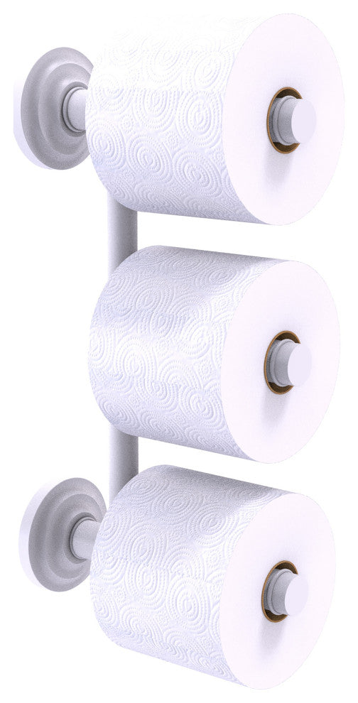 Que New 3 Roll Reserve Roll Toilet Paper Holder, Matte White