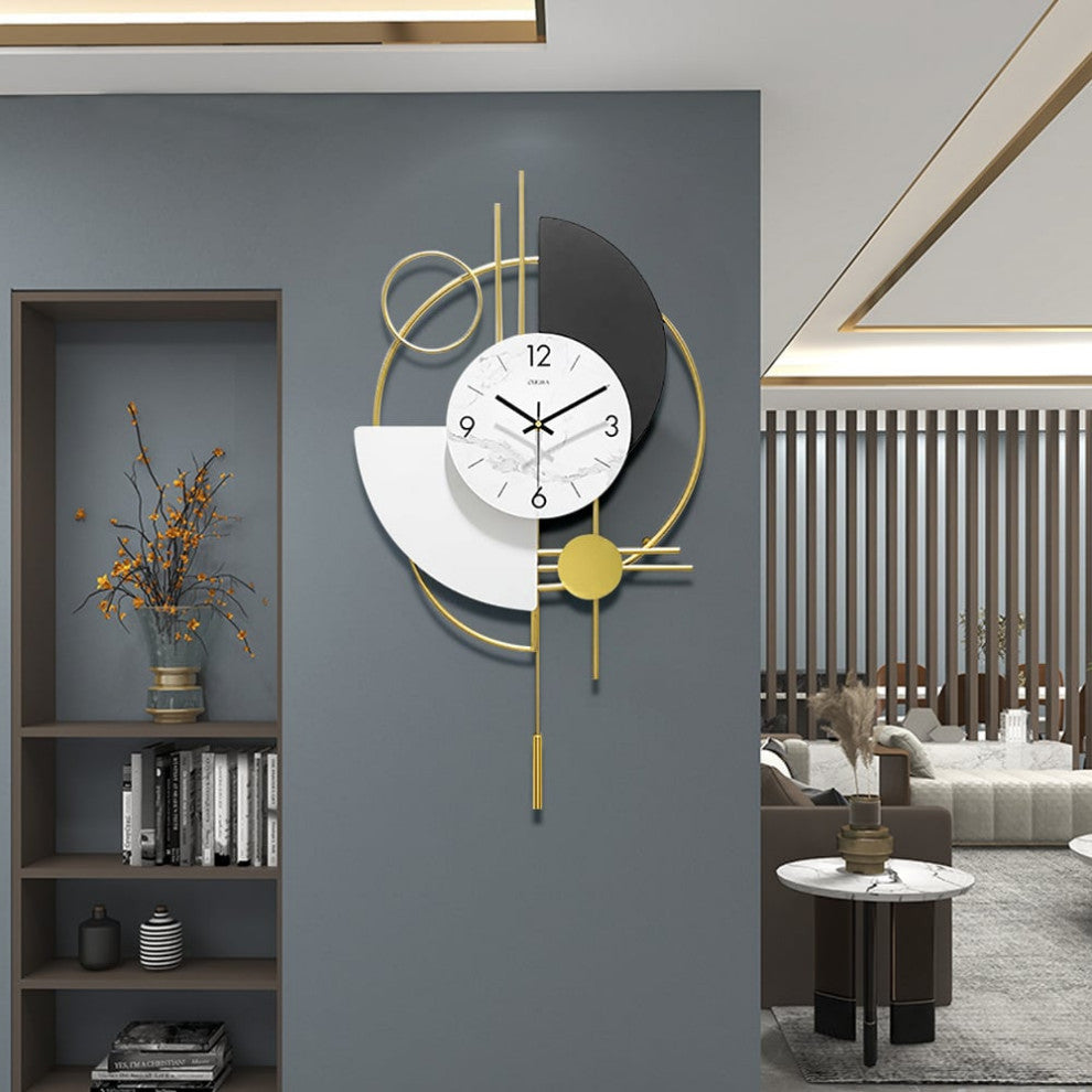 Modern 16.5" Decorative Big Wall Clocks for Living Room 3D Round Wall Clock