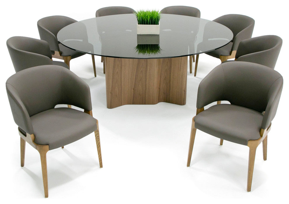 Modrest Baskin Brown and Walnut Arm Dining Chair