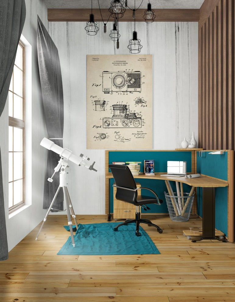 Epic Graffiti "Camera, 1936 Blueprint Patent Parchment" Giclee Canvas, 26"x40"