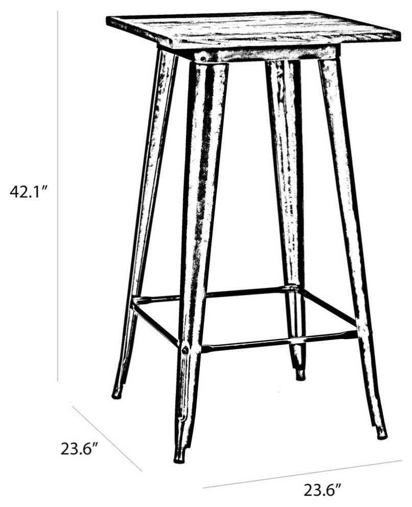 Design Lab Dreux Wood 1 Steel Bar Table Yellow