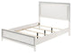 Benzara BM266526 Eastern King Bed With LED Headboard and Shimmering Trim, White