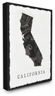 Black and Grey Marbled Paper California State Silhouette Canvas, 24"x30"