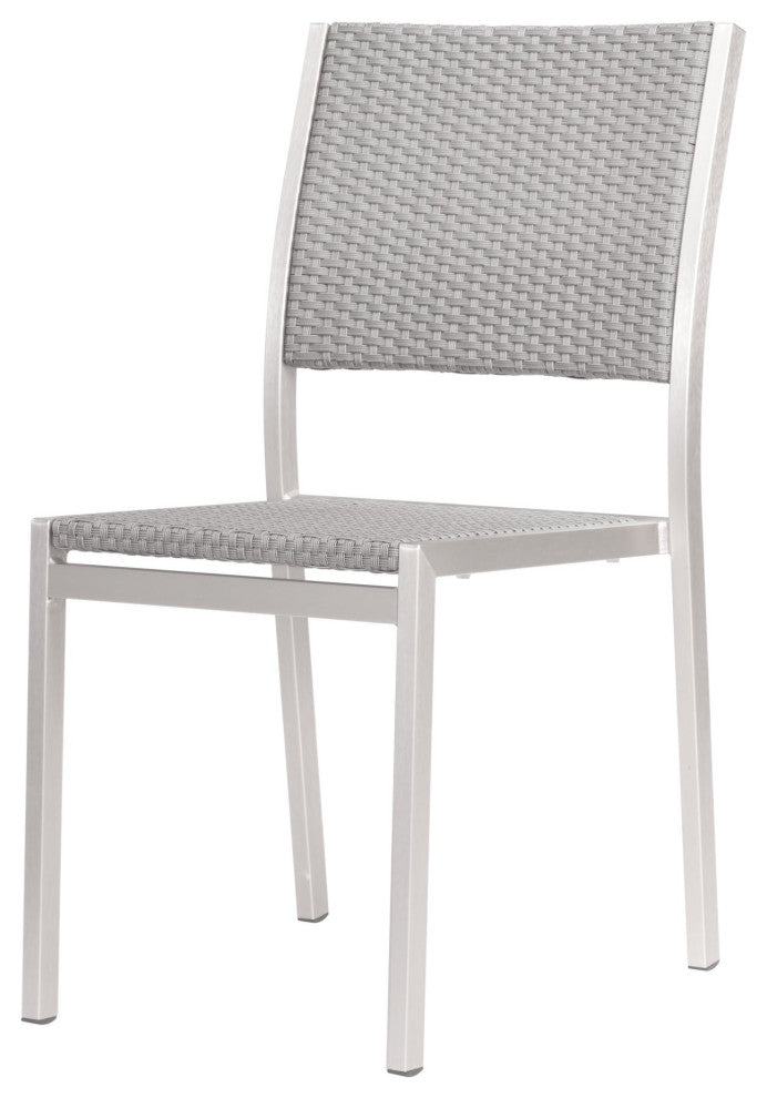 Dining Chair Armchair, Set of 2, Aluminum, Metal, Gray, Silver, Outdoor Patio