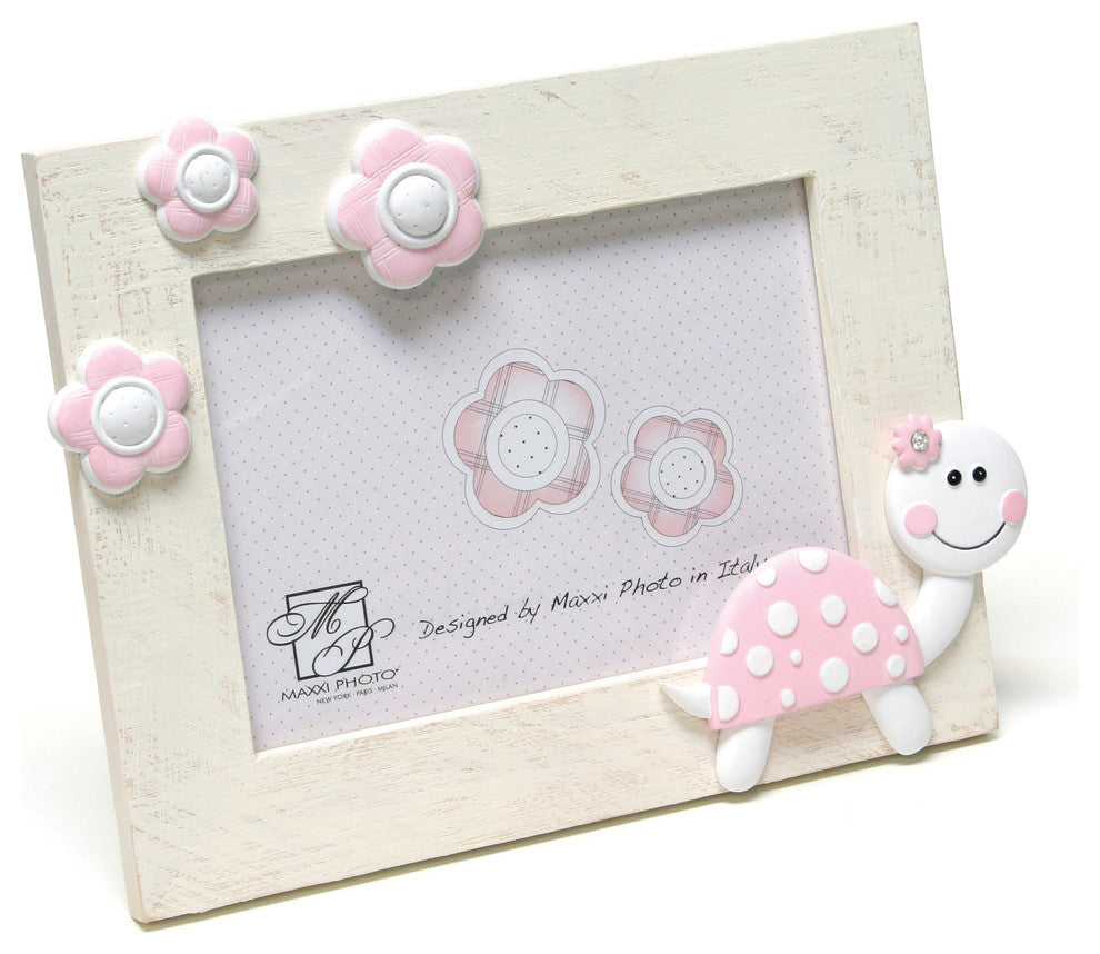 5"x7" Fantasy Frame, Pink And Turtle