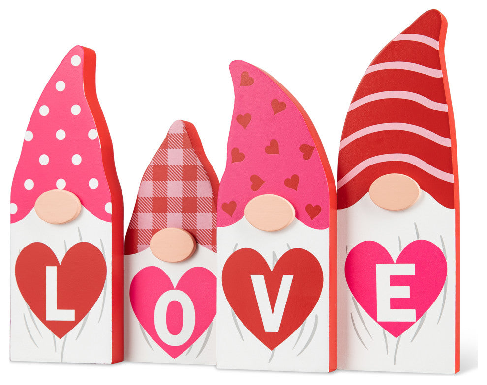 11"L Valentine's  Love Wooden Gnome Table Decor