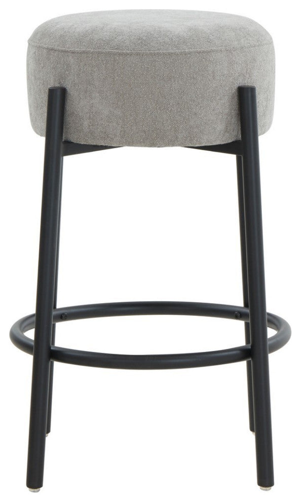Safavieh Couture Paisleigh Boucle Metal Leg Counter Stool, Grey/Black