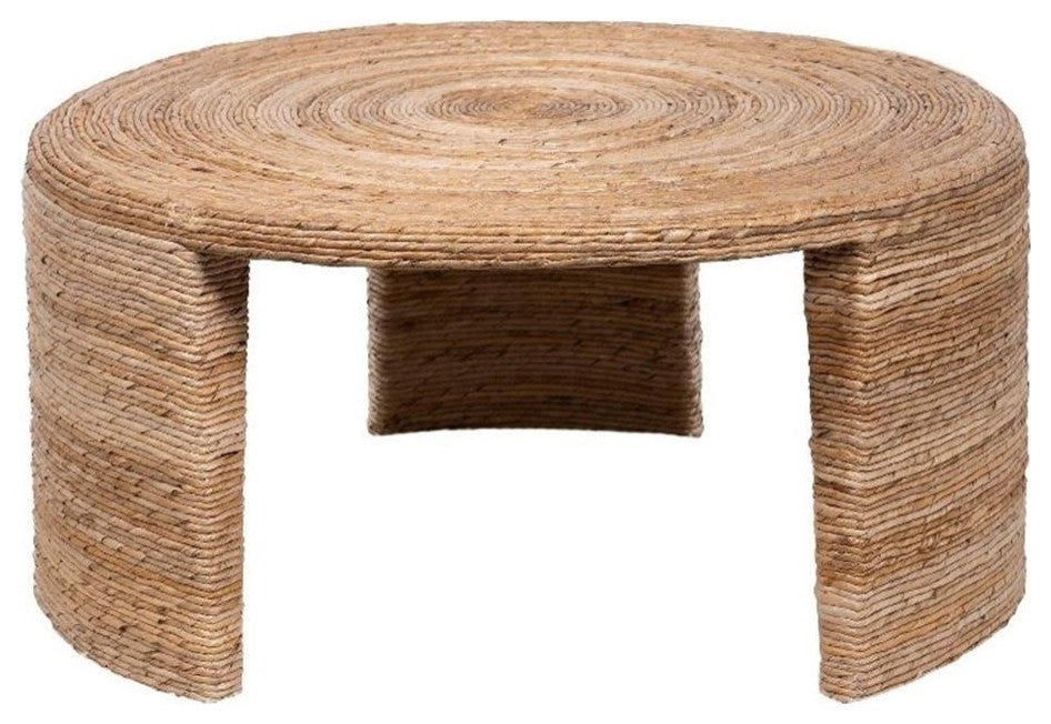 Coaster Coastal Wood Round Three Legs Coffee Table in Natural