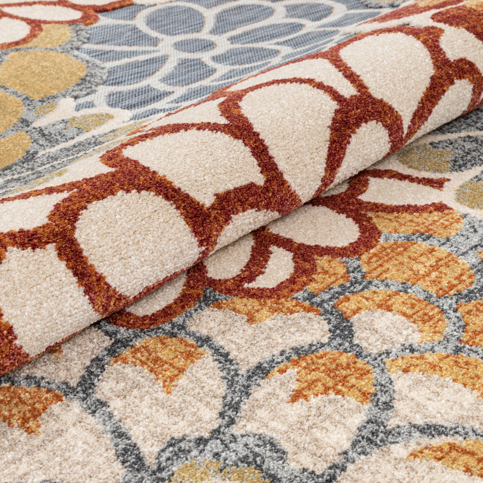 Dahlia Modern Boho Flatweave High-Low Area Rug, Blue, 7''10"x9''10"