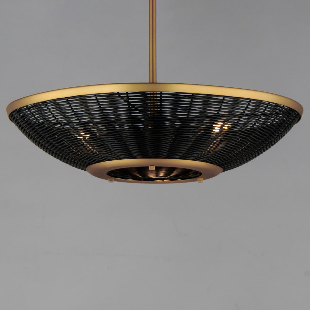 Maxim 14462BR Rattan 3 Light 20"W Pendant - Natural Aged Brass