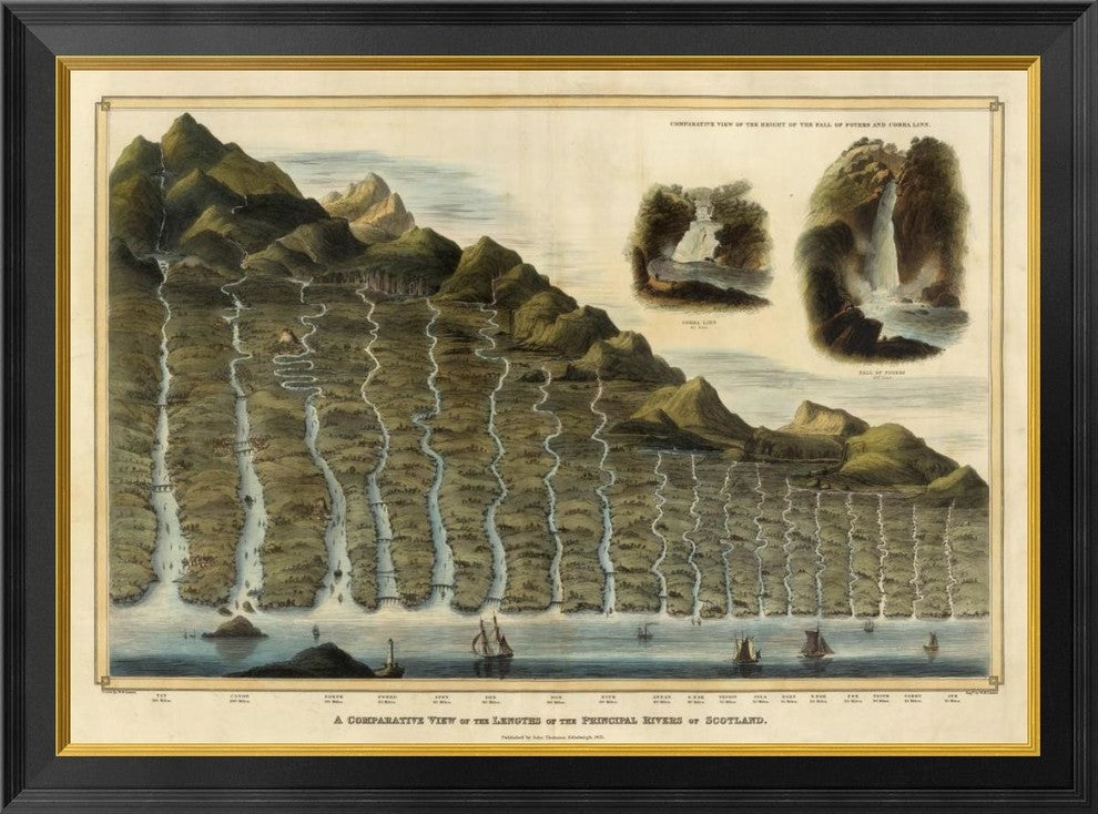 "Length of the Rivers of Scotland, 1832" Framed Canvas Giclee by Unknown, 34x25"