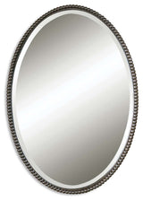 Uttermost Sherise Oval Metal and Glass Wall Mirror in Light Distressed Bronze