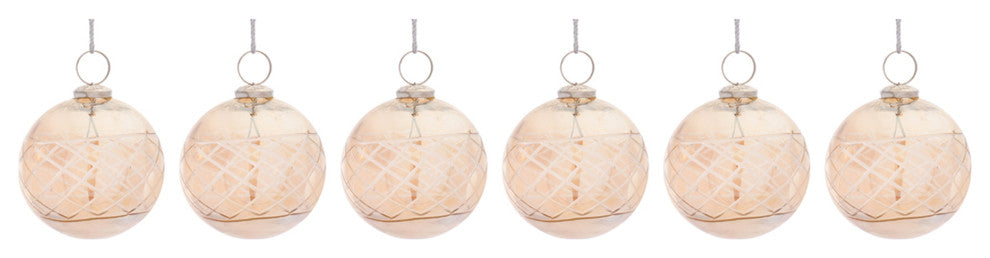 Etched Glass Ball Ornament, Set of 6