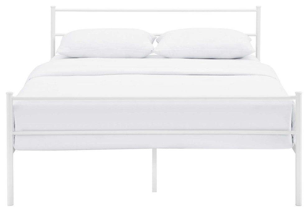 White Alina Queen Platform Bed Frame