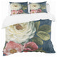 White and Pink Damask Rose Flowers Duvet Cover Set, Twin