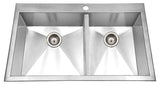 Houzer BCD-3322 Zero Radius Topmount Stainless Steel 1-Hole Bowl Kitchen Sink