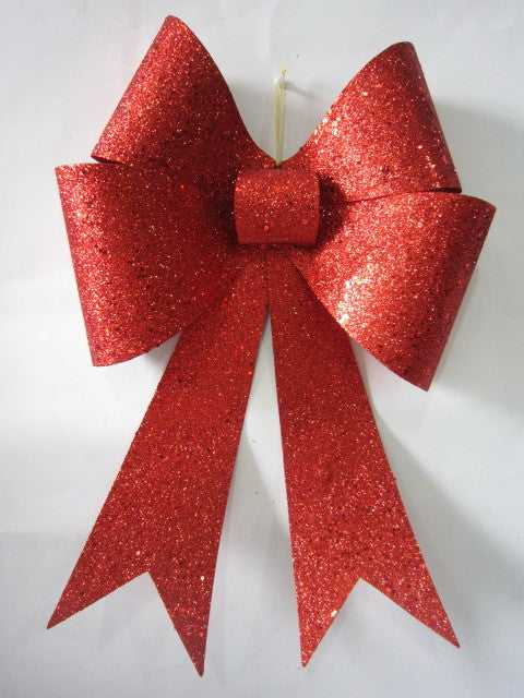18" PVC Bow-Red Glitter