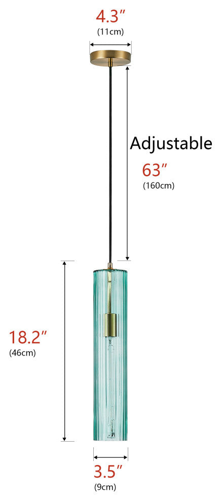 Modern Green Textured Glass Cylinder Pendant Light Fixture