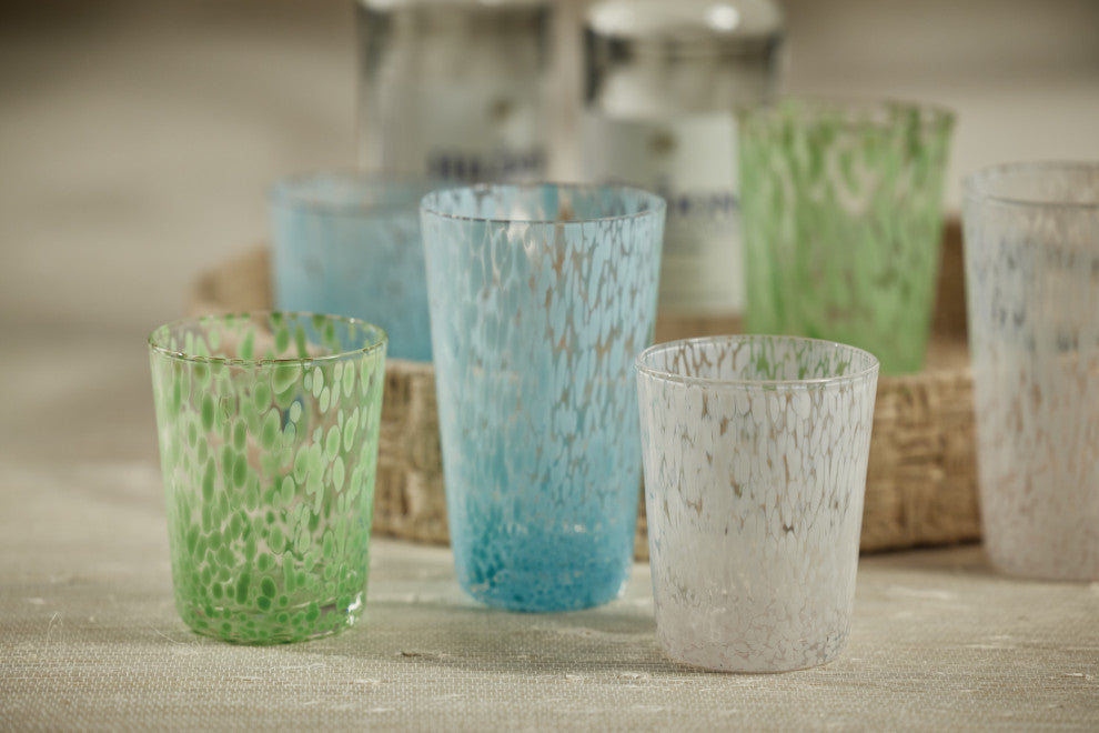 Willa Speckled Highball Glasses, Set of 6, Aqua