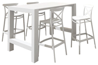 Vegas Cross 5-Piece Bar Set With 39"-55" Extendable White