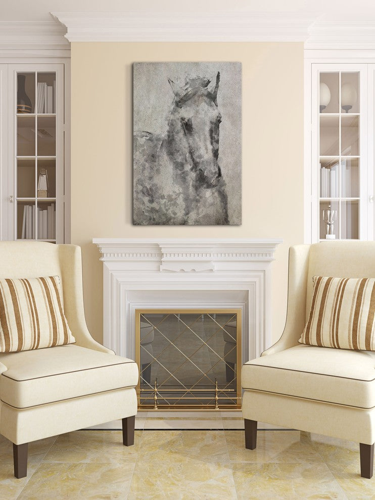 Marmont Hill, "White Grey Horse" by Irena Orlov Painting Wrapped Canvas, 30x45