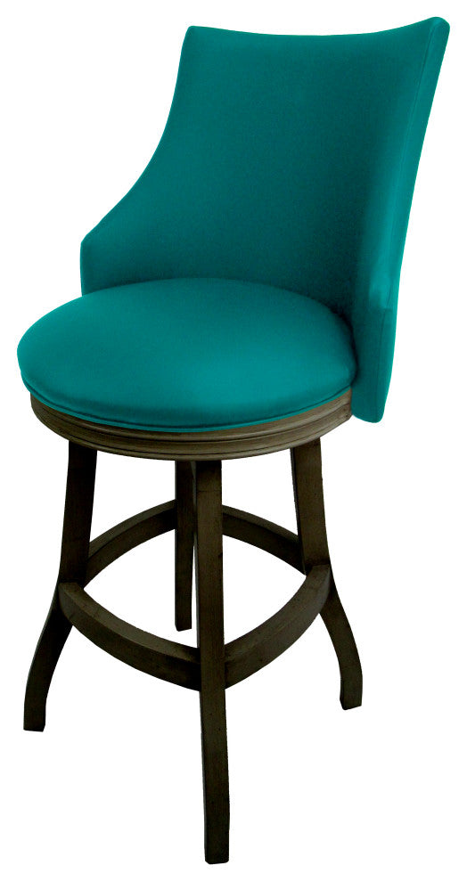 Swivel Wood Bar Stool 30", Bellissima, Teal, Dark Shadow