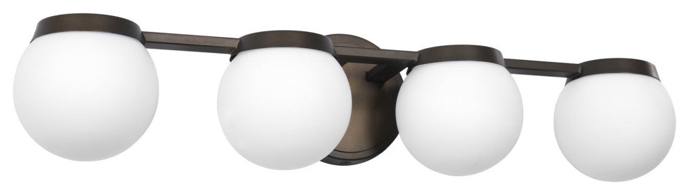 Kira Home Atticus 26" LED Bathroom Light, Frosted Milk White Glass Globe Shades