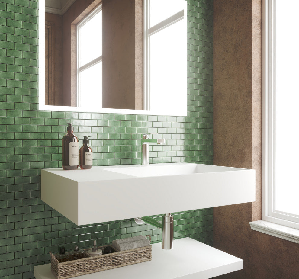 CastelloUSA Anacleto Ceramic Pressed 1"x2" Mosaic Tile, Green