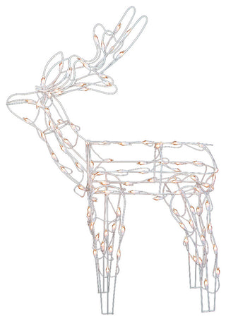 46" Lighted White Standing Reindeer Christmas Yard Art Decoration