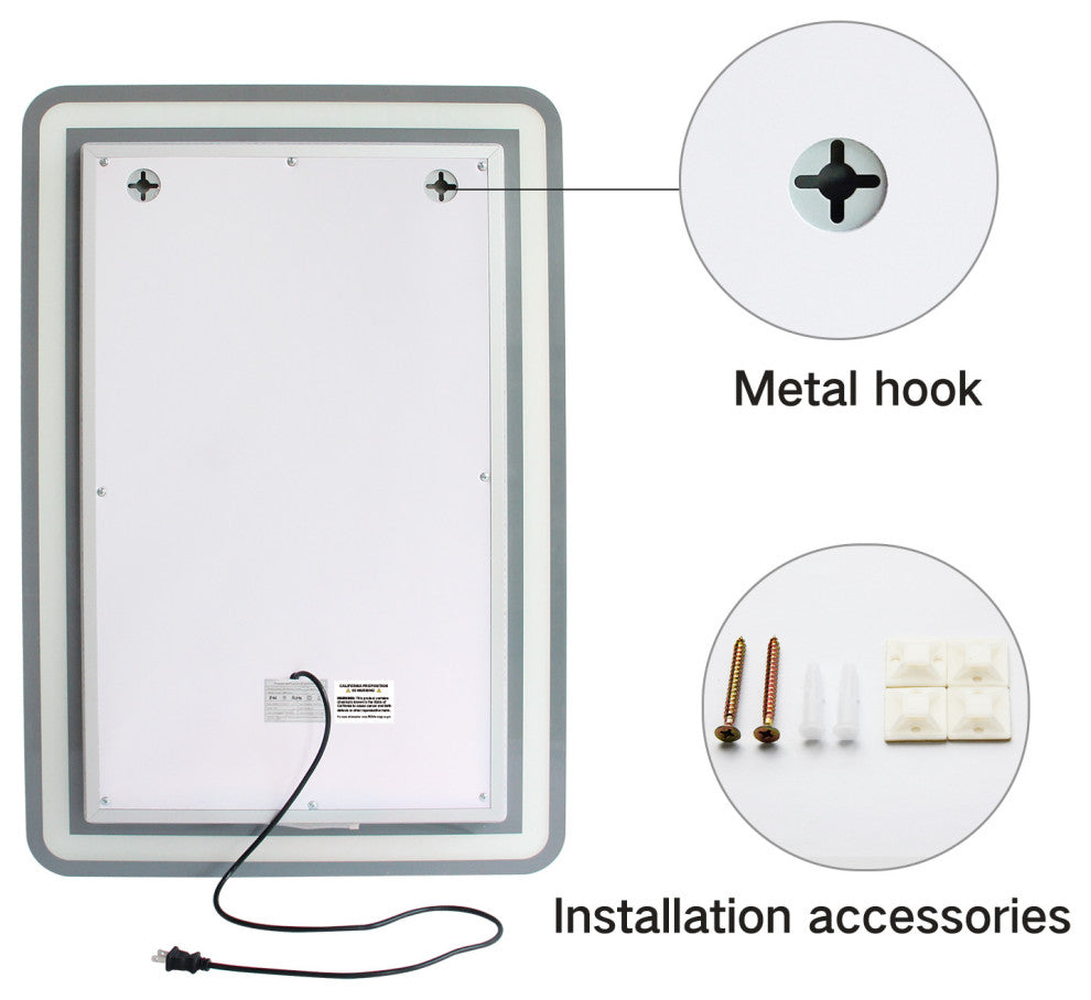 Rectangle Metal Frame LED Mirror, Wall Mirror