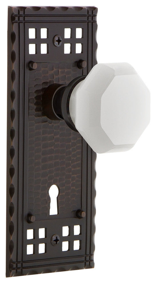 Craftsman Plate with Keyhole Single Dummy Waldorf White Milk Glass Knob